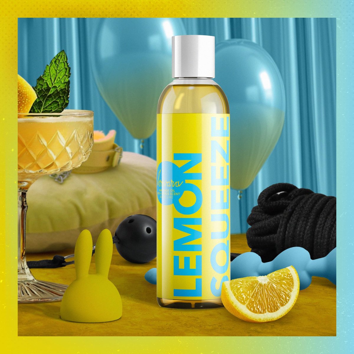 Loovara Massageolie 250 ml - Lemon Squeeze – erotisch & opwindend, met fruitige citrusgeur voor lustvol voorspel en partnermassage | Natuurlijke oliën