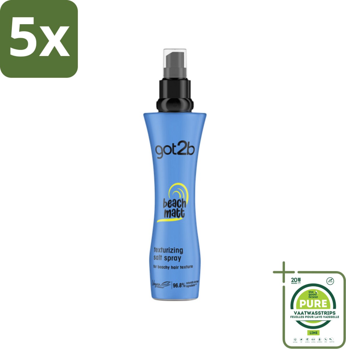 5 x Got2B - Salt Spray - Beach Babe - 200 ml - Grootverpakking - Strandlook - Zout Spray - Textuur - Volume - Natuurlijke Look