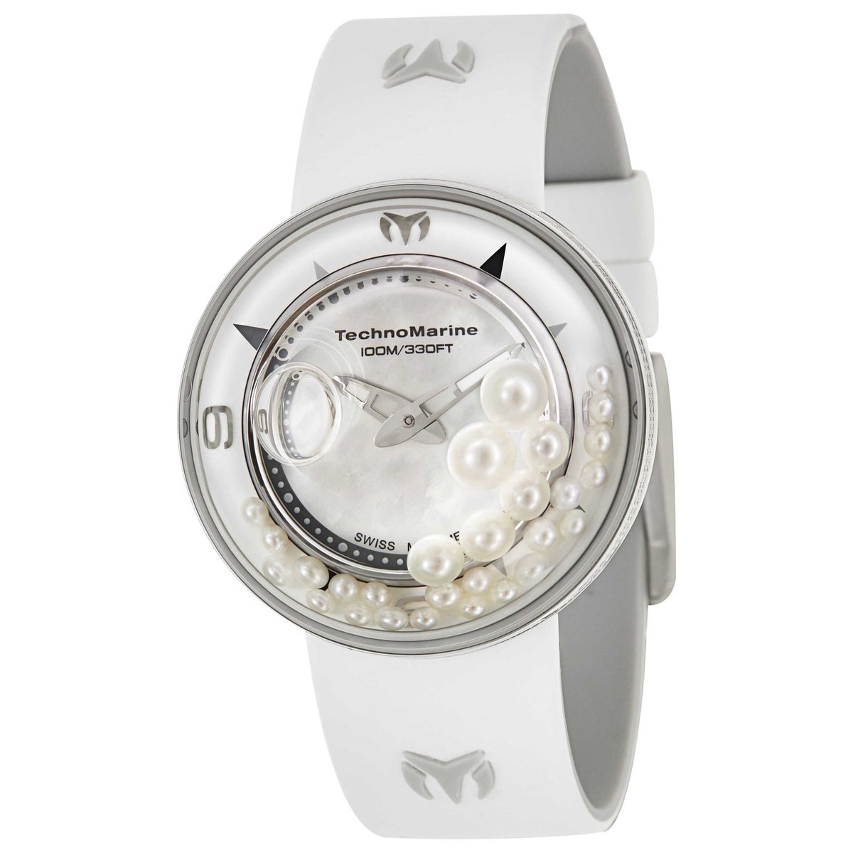 TechnoMarine Aquasphere 813004 Dameshorloge – 42 mm – Swiss Quartz – Mother-of-Pearl Dial – Diamanten Kast – Silicone Band – 10 ATM