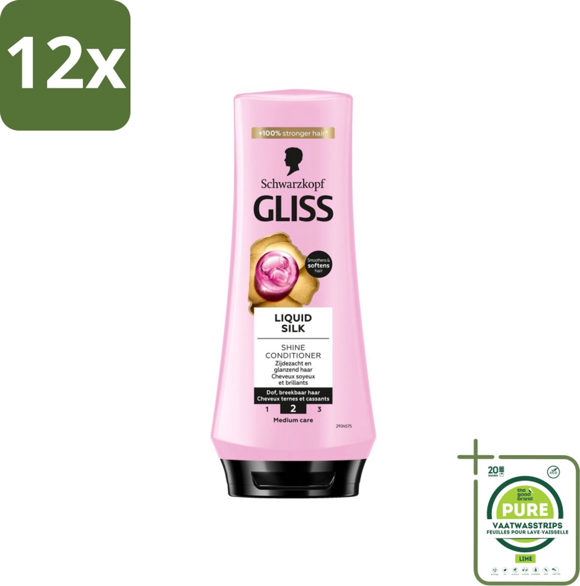 Gliss - Hair Repair - Conditioner met Liquid Silk voor Zijdezacht Haar - 200 ml - Voordeelverpakking - 12 stuks - Haar conditioner - Glans conditioner