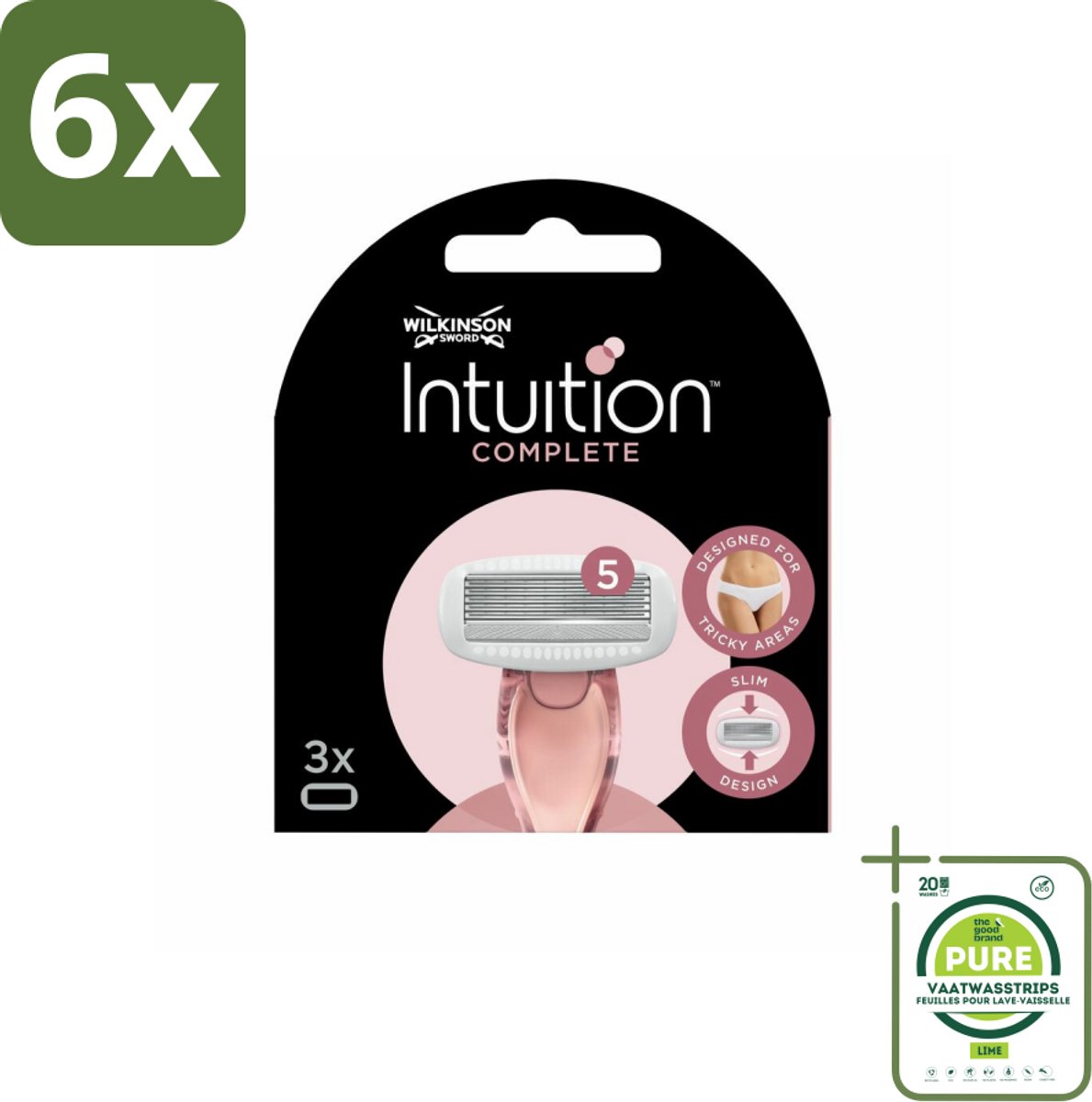 Wilkinson Sword - Navulmesjes - Intuition Complete - Compatibel - 3 mesjes - Voordeelverpakking - 6 stuks - Scheermesjes - Scheermes