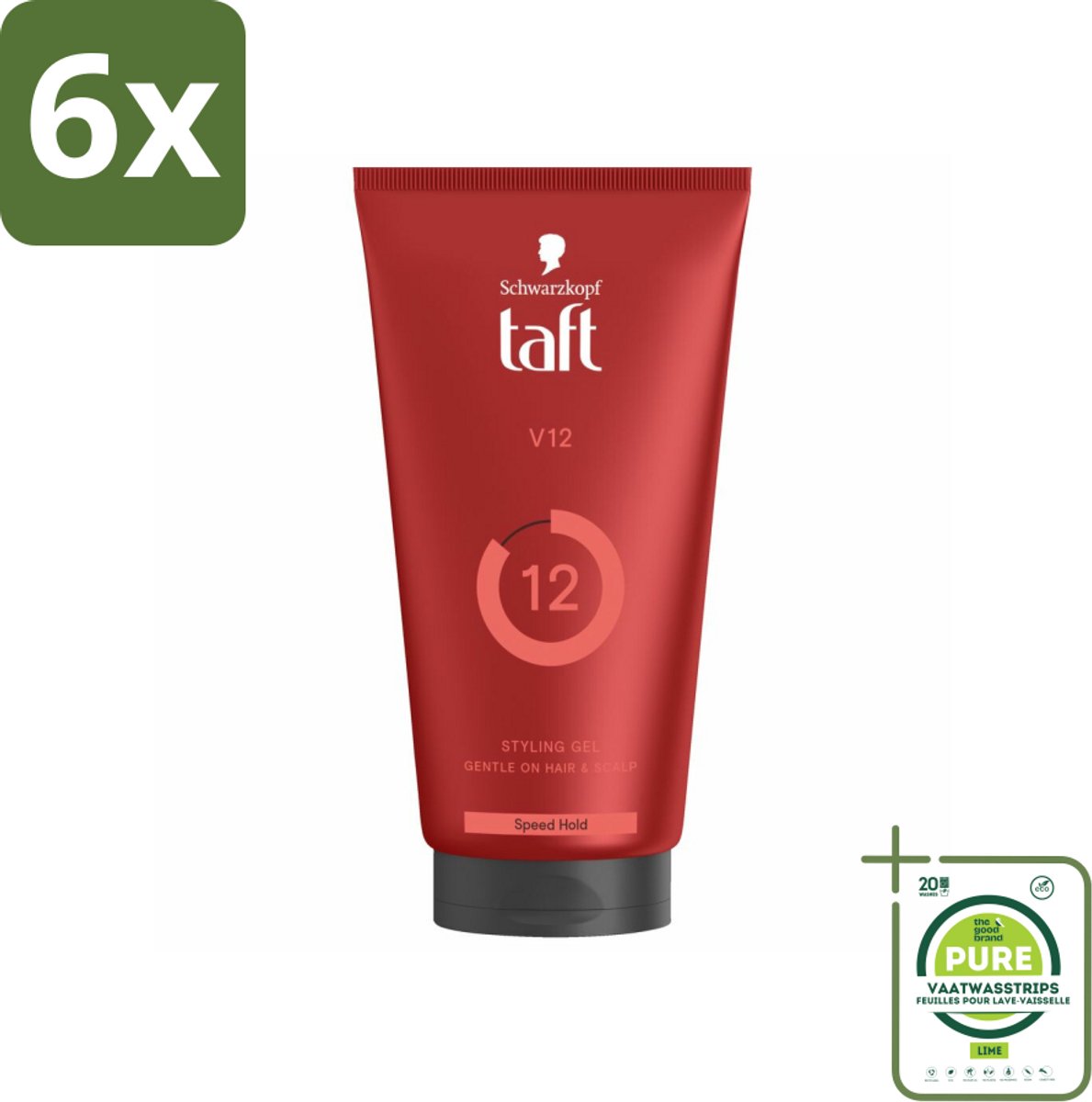 Taft - V12 - Styling Gel - Turbo fixatie - 150 ml - Voordeelverpakking - 6 stuks - Haargel - Taft