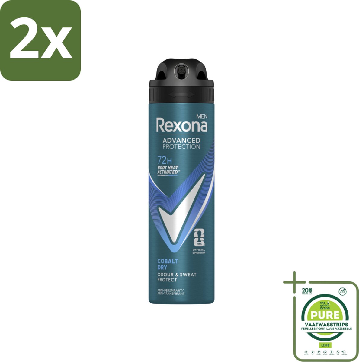 Rexona Men - Deodorant Spray - Cobalt Dry - Sportieve Frisheid - 150 ml - Voordeelverpakking - 2 stuks - Rexona Men - Antitranspirant