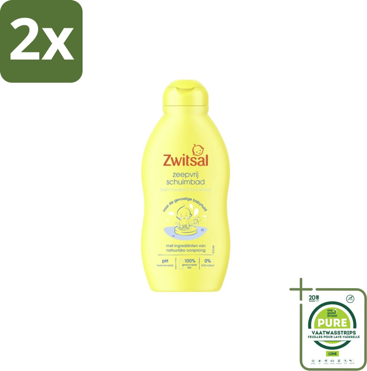 Zwitsal - Zeepvrij Schuimbad - Voor een Zachte Babyhuid - 200 ml - Voordeelverpakking - 2 stuks - Babybad - Babyzeep