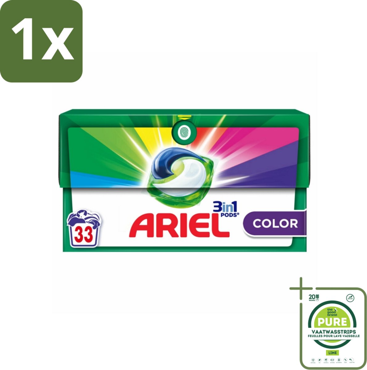 1 x Ariel - 3in1 Wasmiddel Pods - Color - 33 Pods - Ariel Wasmiddel - Wascapsules - Kleurwas - Wasmiddel Pods - Wasmiddelen