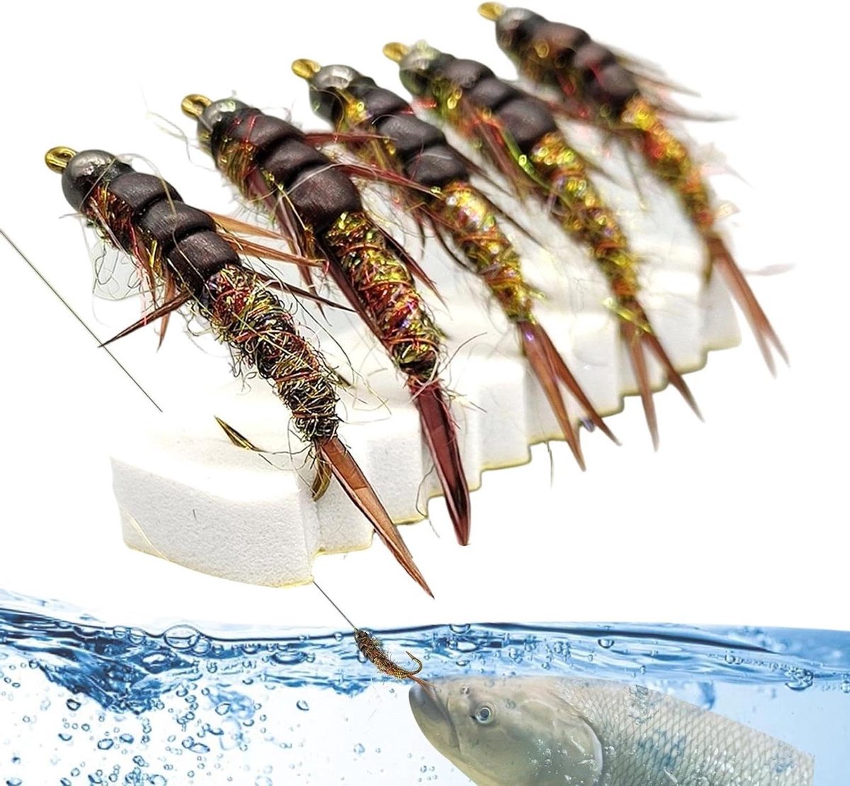 Vliegenaas Visuitrusting - Kunstaas Forel - Vliegvissen Zoetwater - Gearticuleerde Segmenten - 5 Stuks - N.v.t.