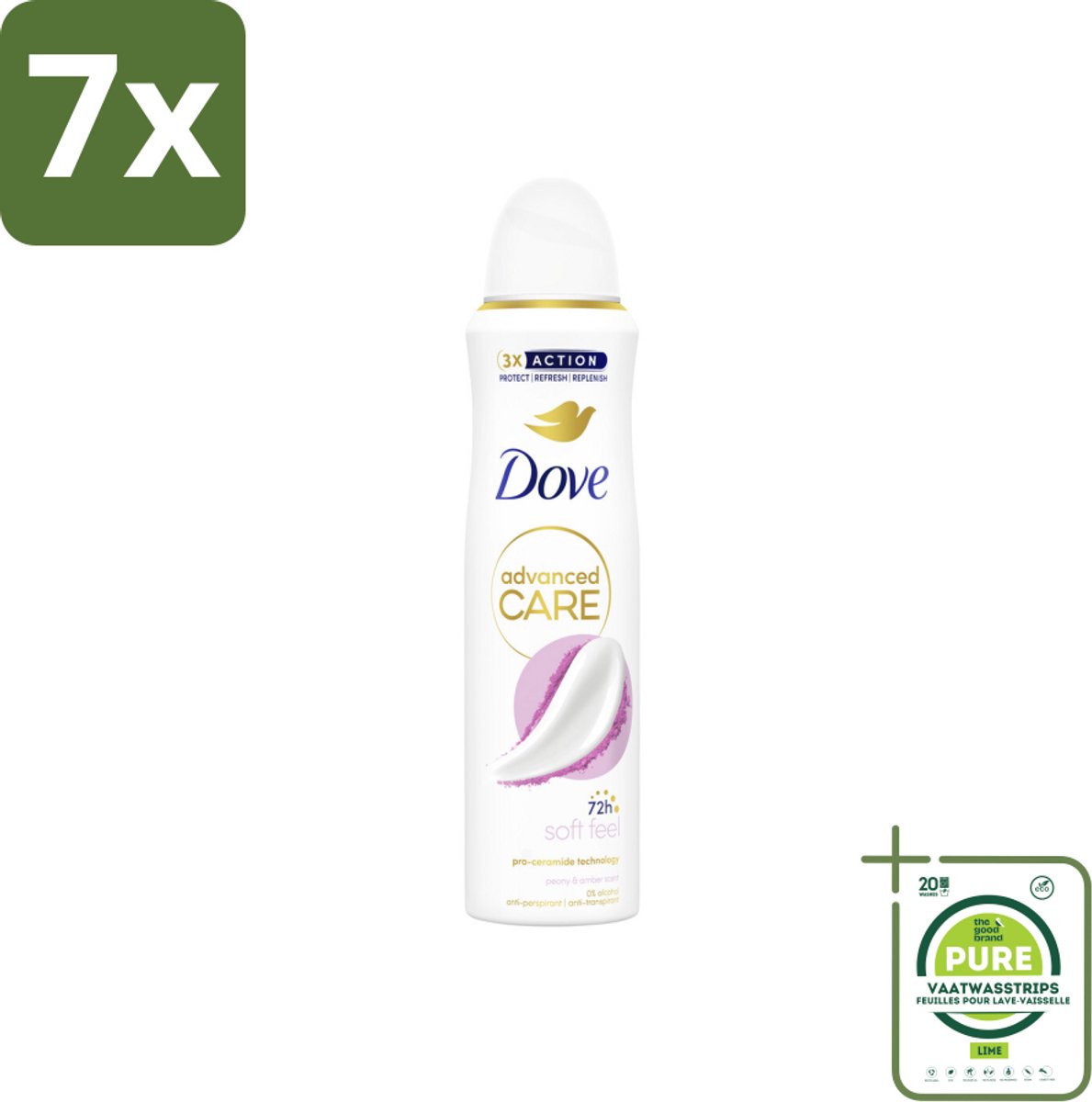 7 x Dove Deodorant Spray - Soft Feel - 150 ml - Grootverpakking - Dove Deodorant - Antitranspirant - Deodorant Spray - Zachte Geur - Pioenroos