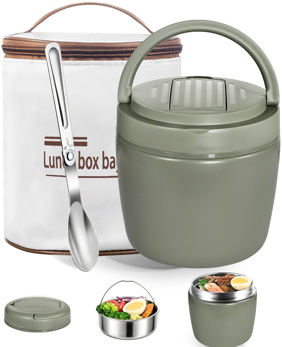 Omgoods - Thermos Voedselcontainer van 1,2 Liter met Lepel, Ideaal voor Warme Maaltijden