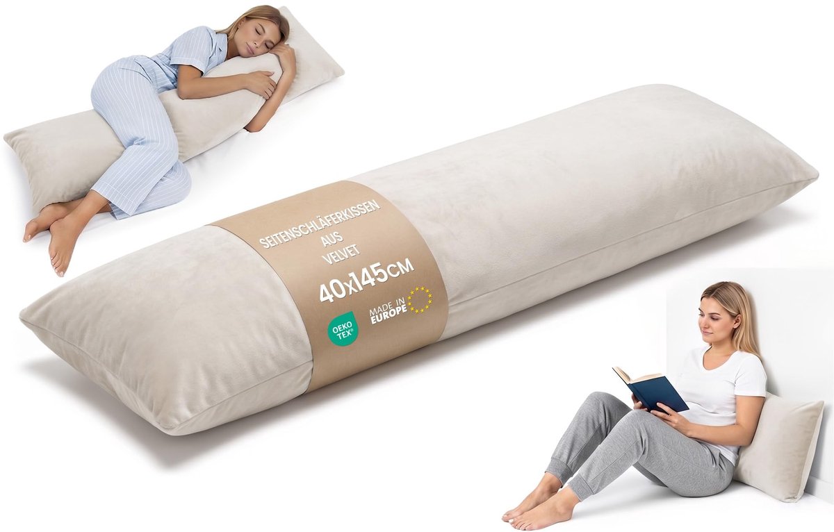 Omgoods - Ergonomisch Zijslaper Kussen - 40 x 145 cm met Verwijderbare Hoes