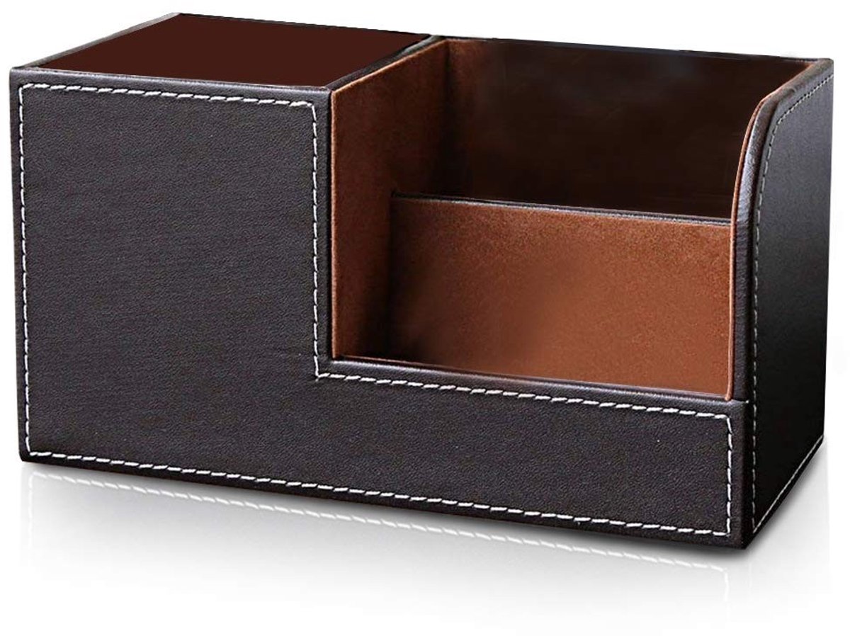 Omgoods - Desk Organizer - Leren Penhouder, Multifunctioneel Koffiekleur