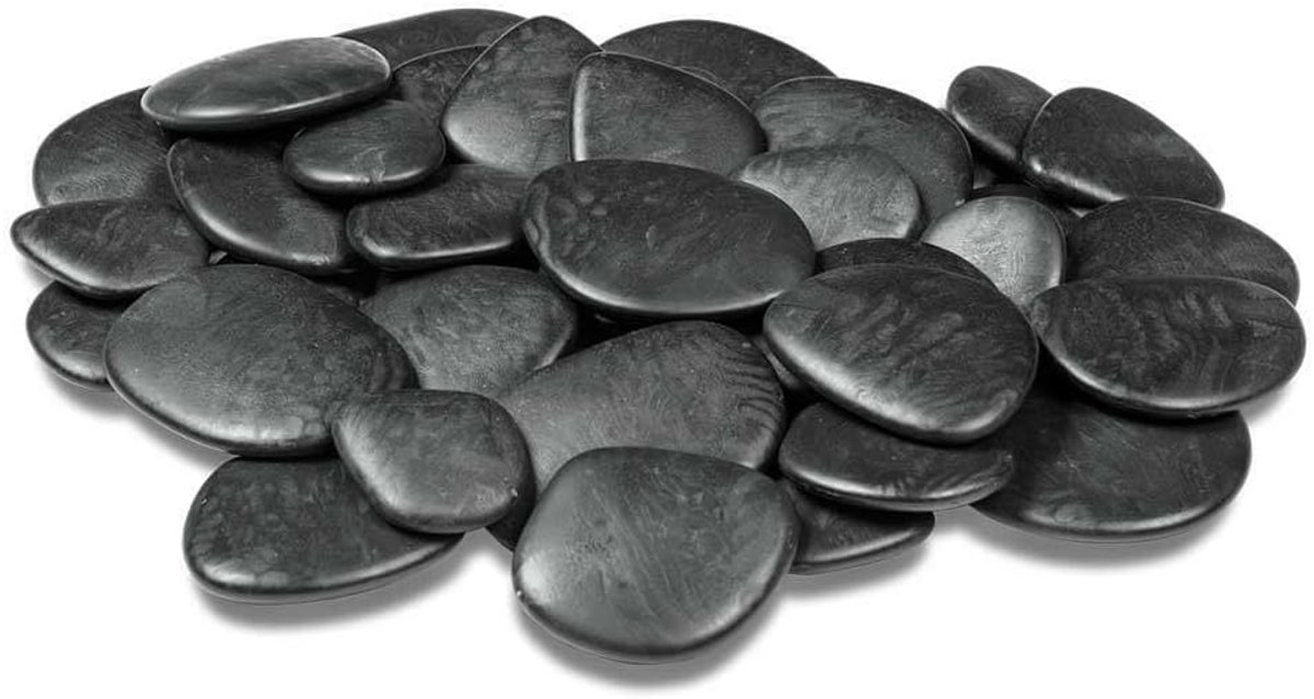stenen in gerecycled plastic voor vazen, schilderen, aquaria, tuin (Ø 5-8 cm | ong. 45 stuks, Zwart)