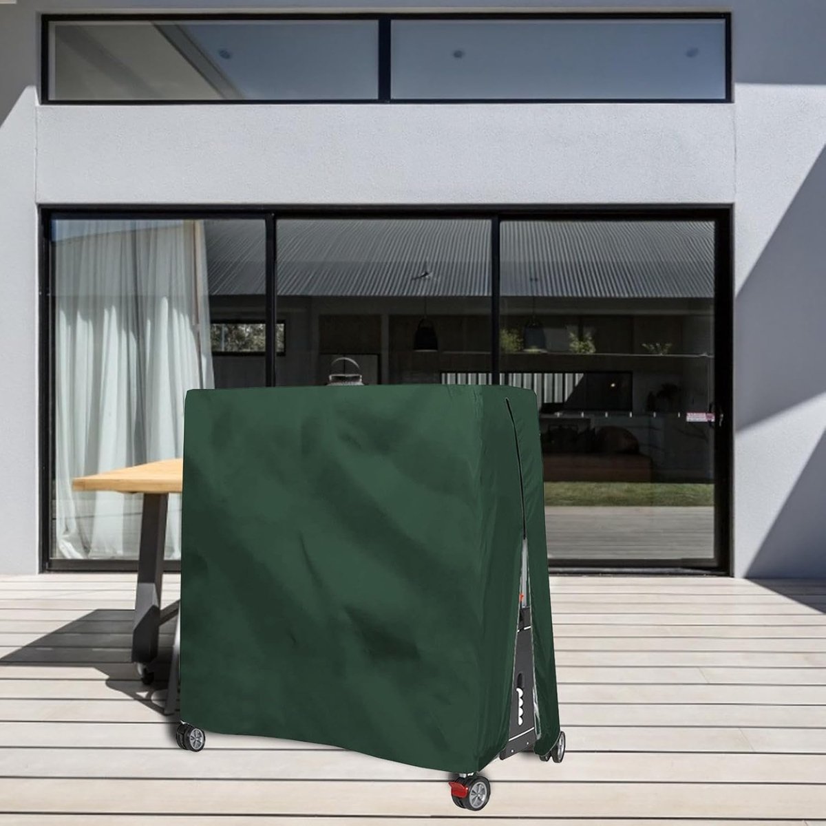Tafeltennishoes - Tafeltennis beschermer - Tafel beschermen - Verstelbaar koord en rits - 165x70x185cm - Groen
