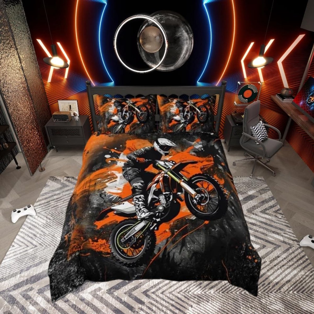 Omgoods - Motorcross Dekbedovertrekset voor Kinderen in Super King Size