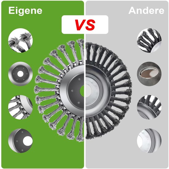 Omgoods- Onkruidborstel hoge stabiliteit - Stalen borstels - Eenvoudige montage - 25,4 x 200 mm - Robuust - Geschikt voor grastrimmer - Onkruidtrimmer — afbeelding 4