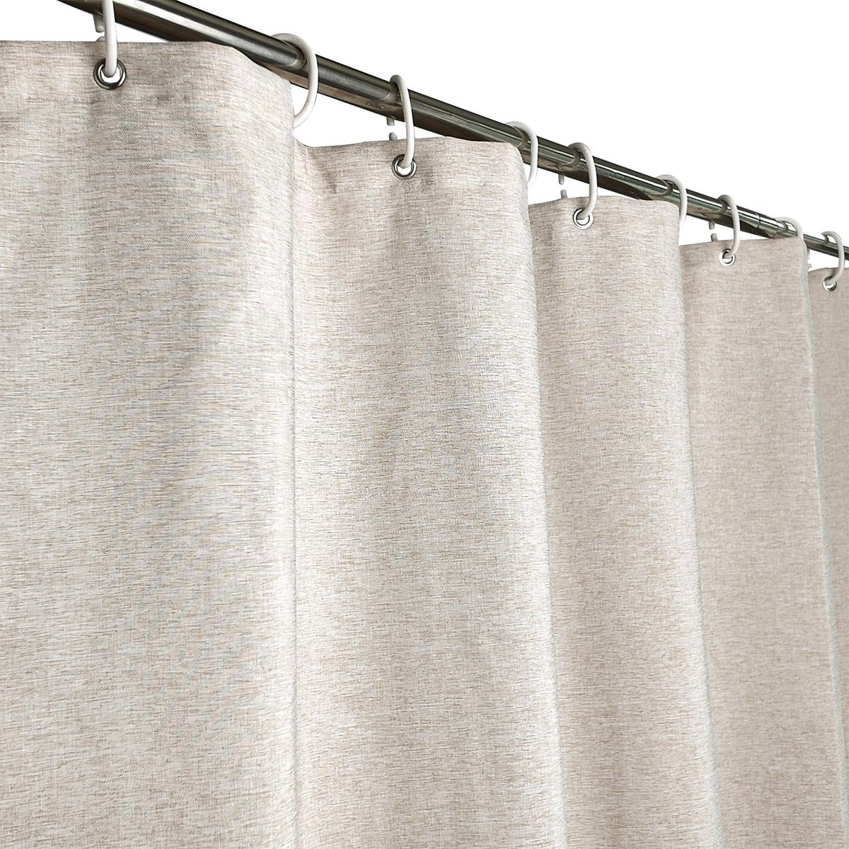 Omgoods - Beige Douchegordijn Linnenlook 200 x 220 cm