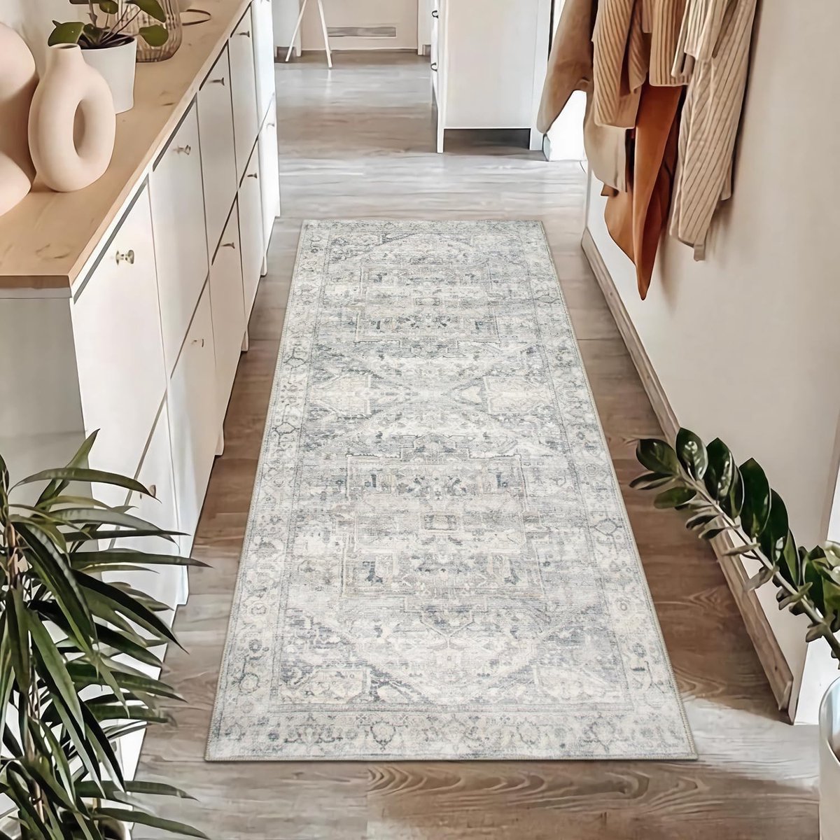 Omgoods - Wasbare Runner Tapijt 60x150cm - Grijs Beige Antislip