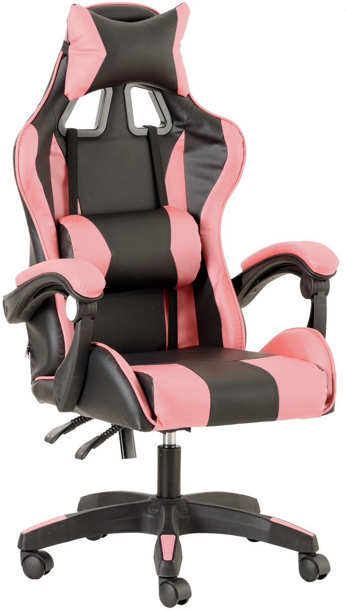 Omgoods - Ergonomische Gaming Stoel - Verstelbare Rugleuning en Lendensteun - Roze