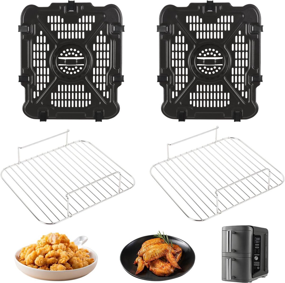 Mumisuto Reserveonderdelen voor Ninja SL401 Doublestack XL luchtfriteuse met 2 manden 2 stuks luchtfriteuse accessoires voor airfryer voor roosteren