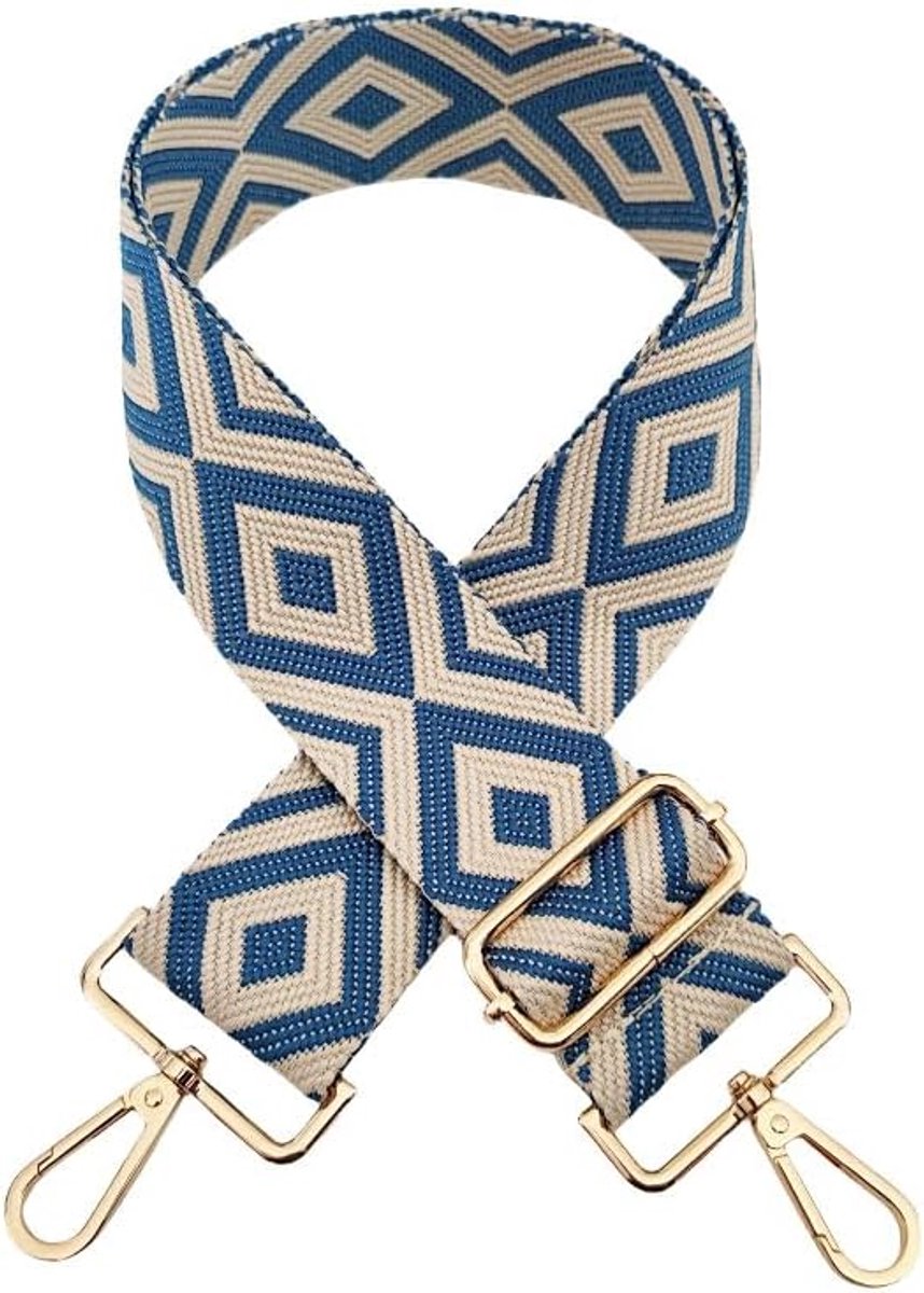 72-130 cm, schouderriem voor tassen, breed, 5 cm, kleurrijk, ruit, verstelbare tasriemen om te wisselen, universele draagriem, schouderriem voor handtassen, doe-het-zelf accessoires, blauw
