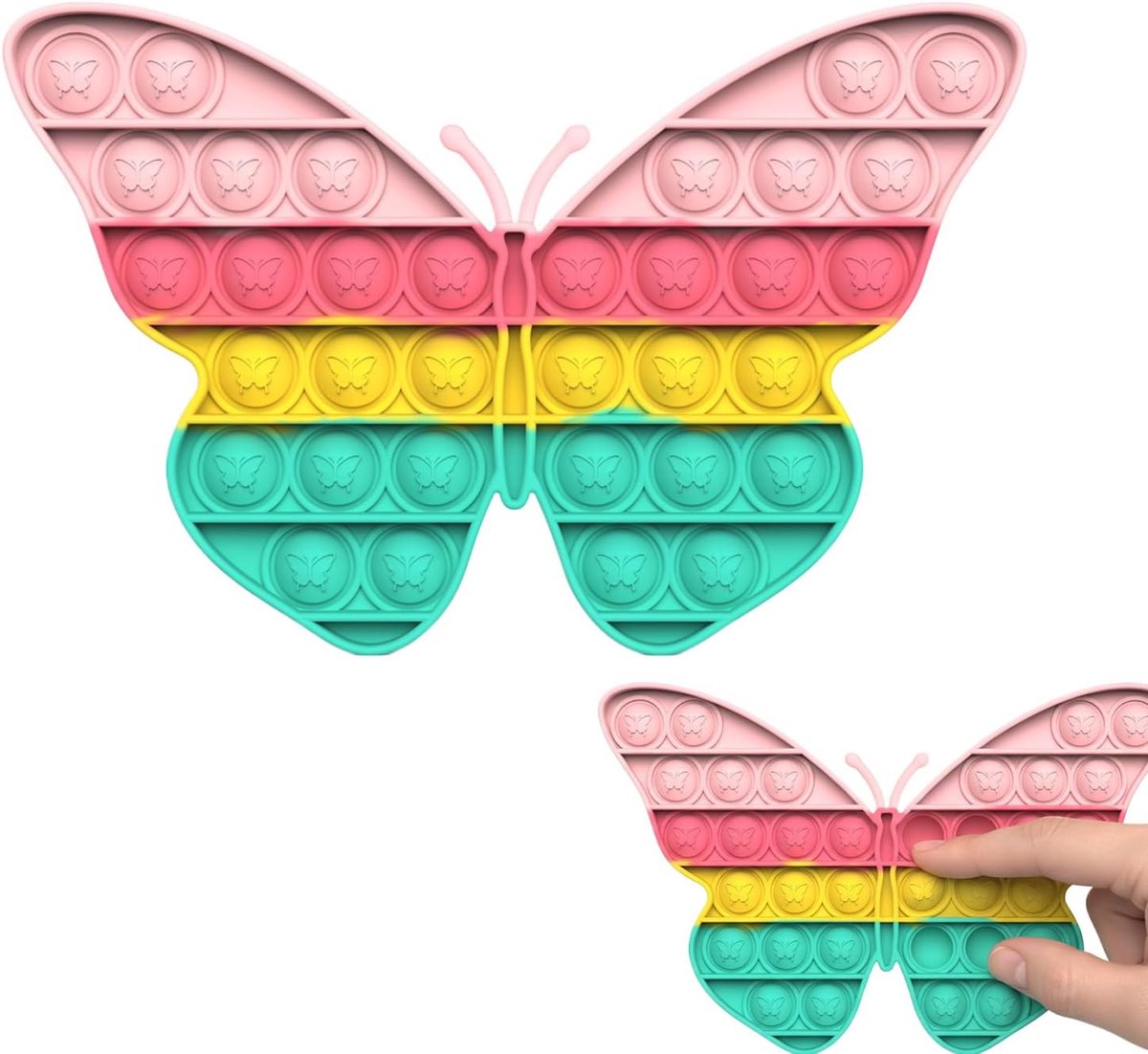 siliconen speelgoed push pop bubble vlindervorm – stressverlichter voor volwassenen en kinderen – 1 stuk – vouwbaar spelbord – pastel kleuren – ontspanning voor kantoor, thuis of