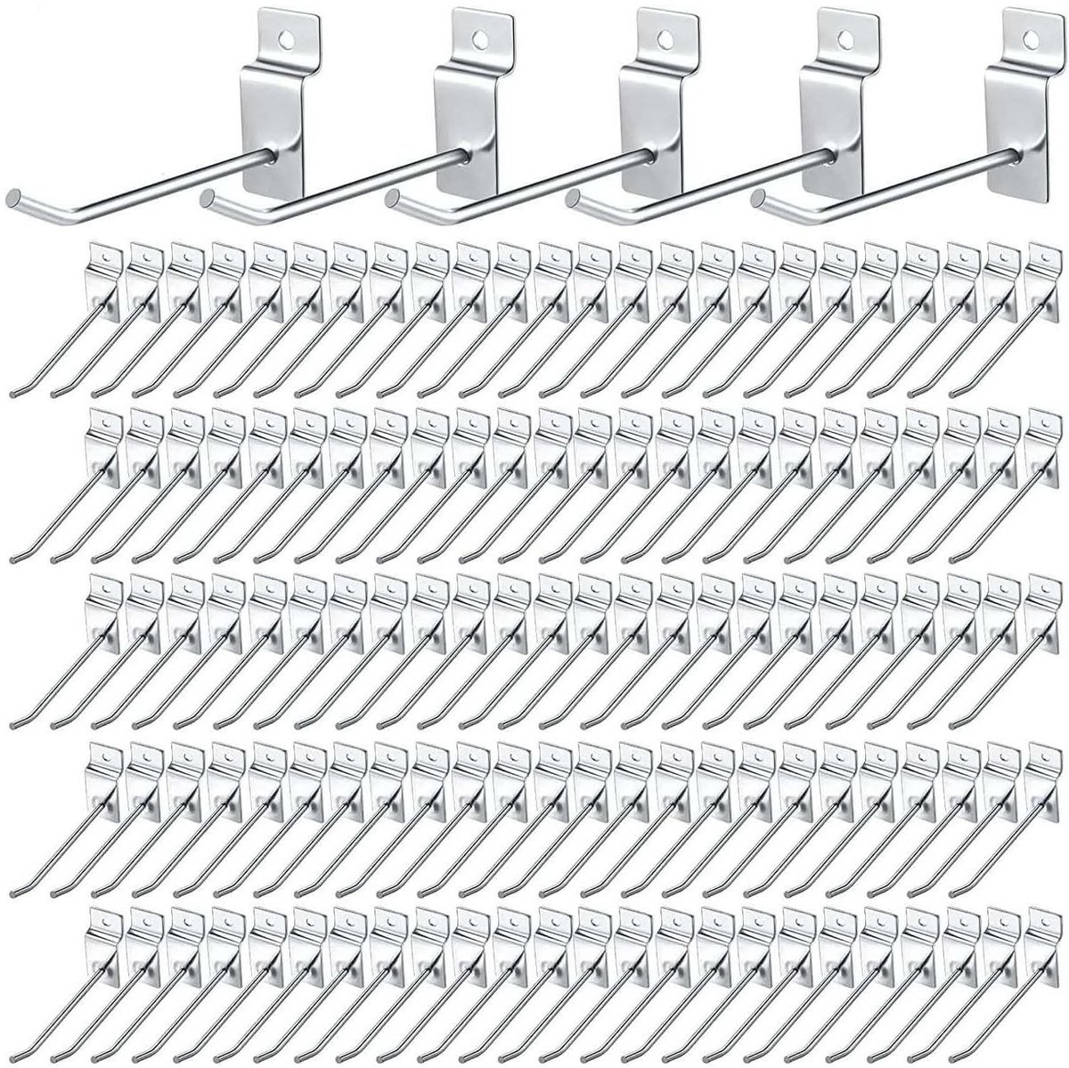 Omgoods - 100 Stuks Pegboard Slat Hooks - 15 cm Metalen Wandhaken voor Garage en Winkel