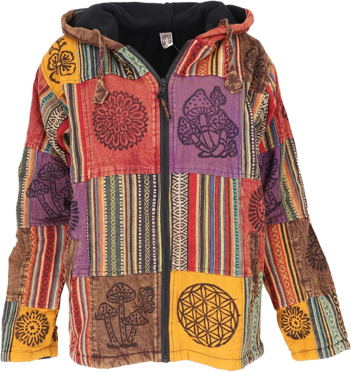 Omgoods - Goa Men's Cotton Patchwork Sweatshirt - Bruin/Kleurrijk