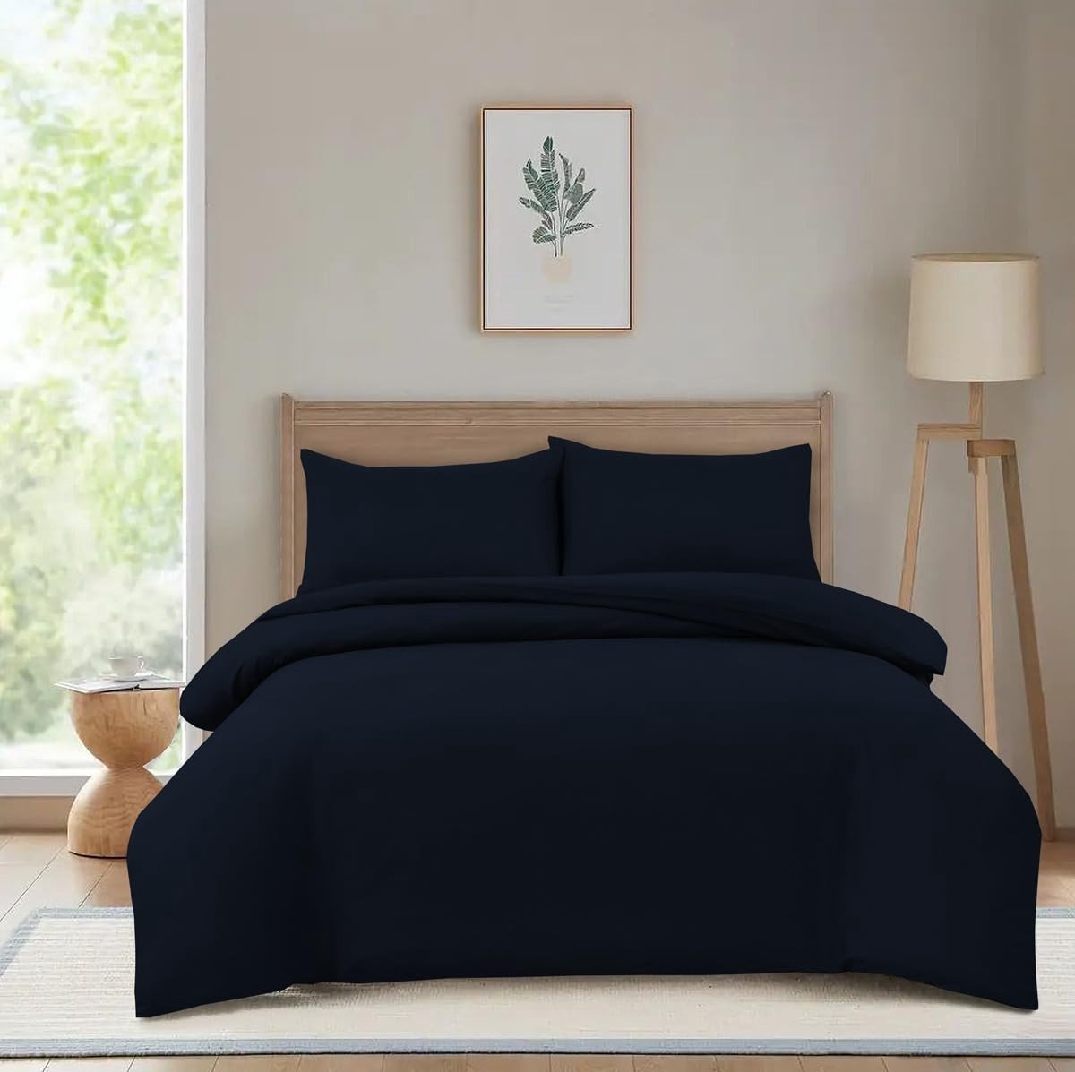 Omgoods - Microfiber Duvet Cover Set met 2 Kussenslopen - Navy Blauw