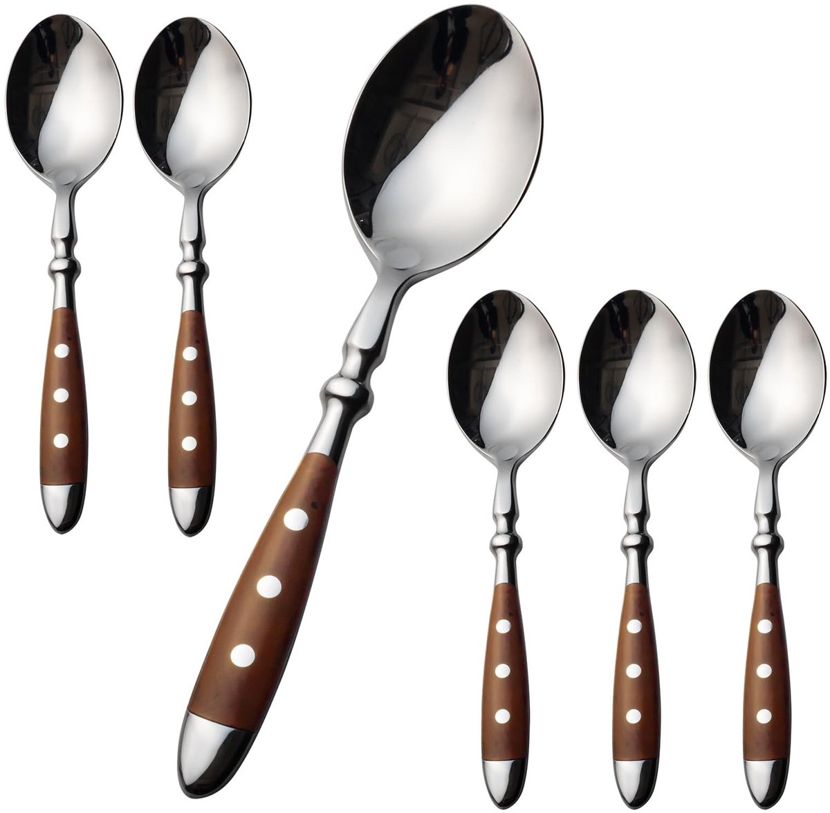 Omgoods - Alata Theelepels Set van 12 - Koffielepels met Bruine Handvatten