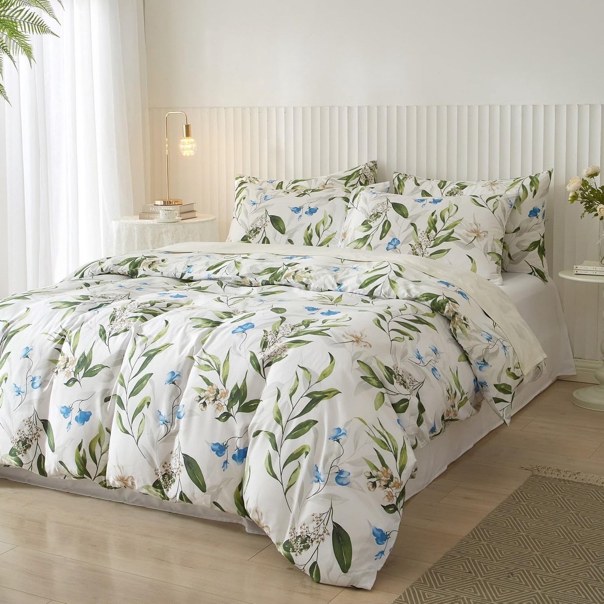 Omgoods - Duvet Cover Set met Bloemenmotief 200 x 200 cm