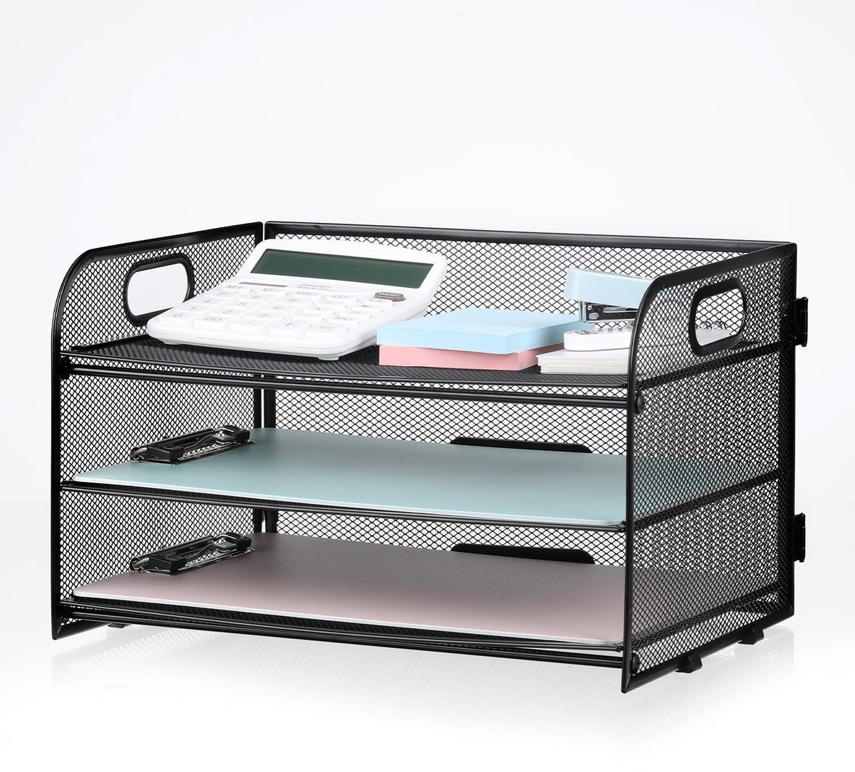 Omgoods - 3-laags Papieren Organiser met Handvat - Compacte Bureau Organizer