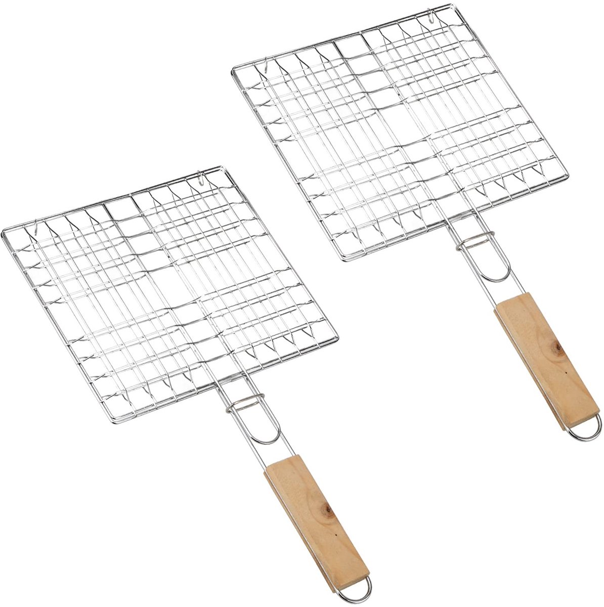 Omgoods - Grote Grillmand met Vouwbare Houten Handvatten