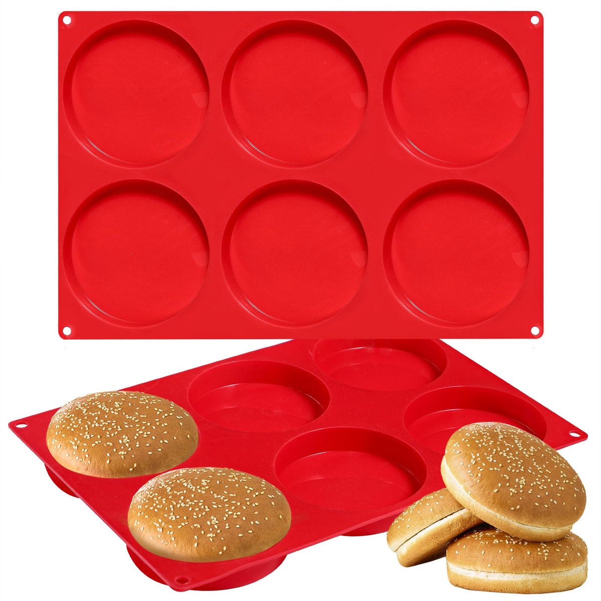 Omgoods - 2 Stuks Siliconen Bakvorm voor Hamburger Broodjes - 10 cm