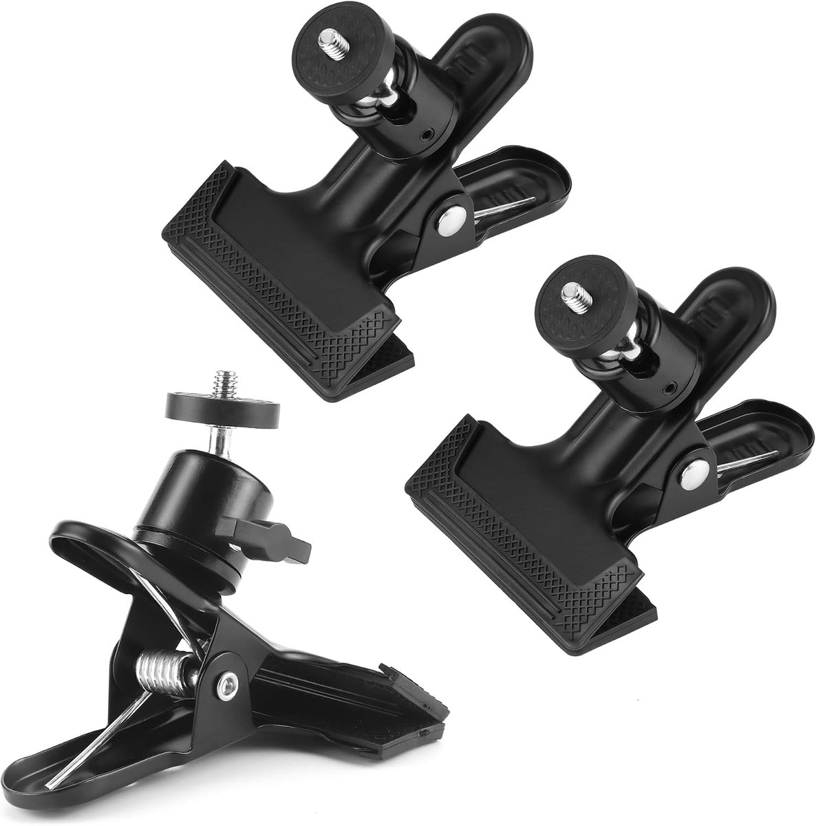 Set van 3 camera-flitshouders, klem met kogelkop, statiefklem | 360 graden camera klem clips metalen klemhouder met 1/4 inch schroef zwart
