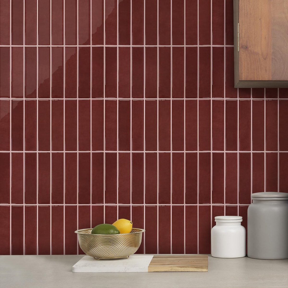 Omgoods - Zelfklevende Tegels - Retro Rood, 10 Stuks, 3D Tegelstickers