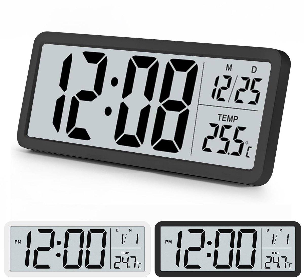 Omgoods - Digitale Wandklok met Temperatuurweergave - 20CM Modern Design