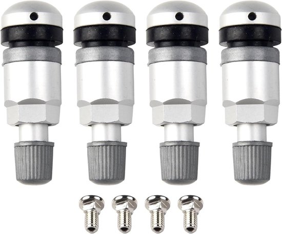 TPMS Klep Reparatie-Kit - Banden Sensor Ventiel - Bandenspanning Controleren - Premium Metalen Constructie - 4 Stuks - Zilver