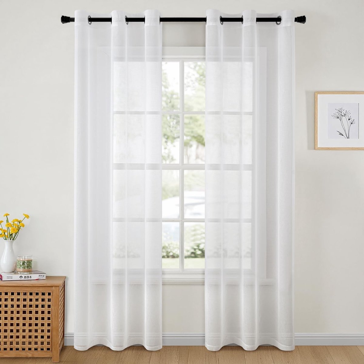 Omgoods - Sheer Voile Gordijnen 40 x 96 Inch - Elegante 2 Panelen Wit