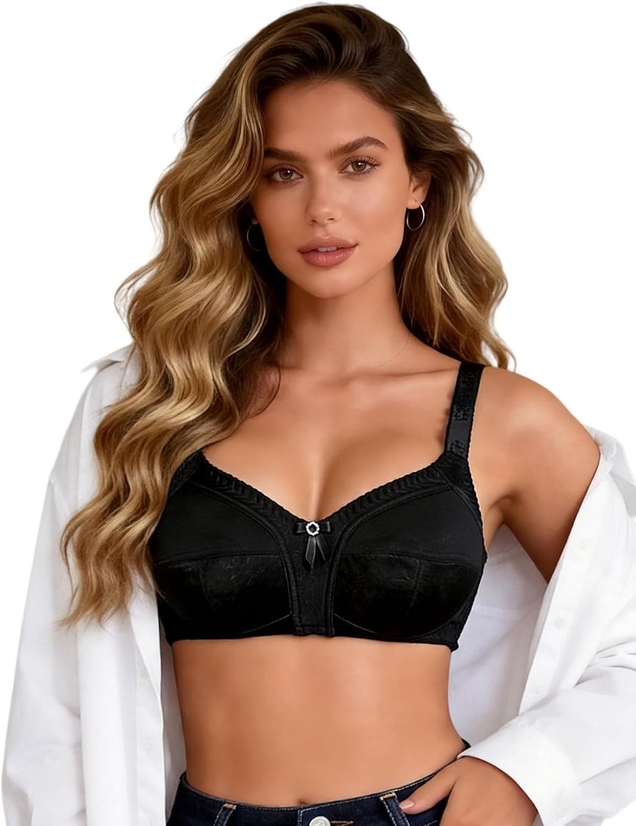 ohmydear Comfortabele beha voor dames, zonder beugel, grote maten, beugelloze beha voor dagelijks gebruik, zachte beha zonder beugel, van jacquard, klassieke beha's voor dames