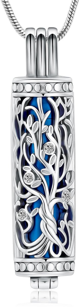 Omgoods - Ash Necklace Tree of Life - Urn Ash Pendant in Zilver-Blauw