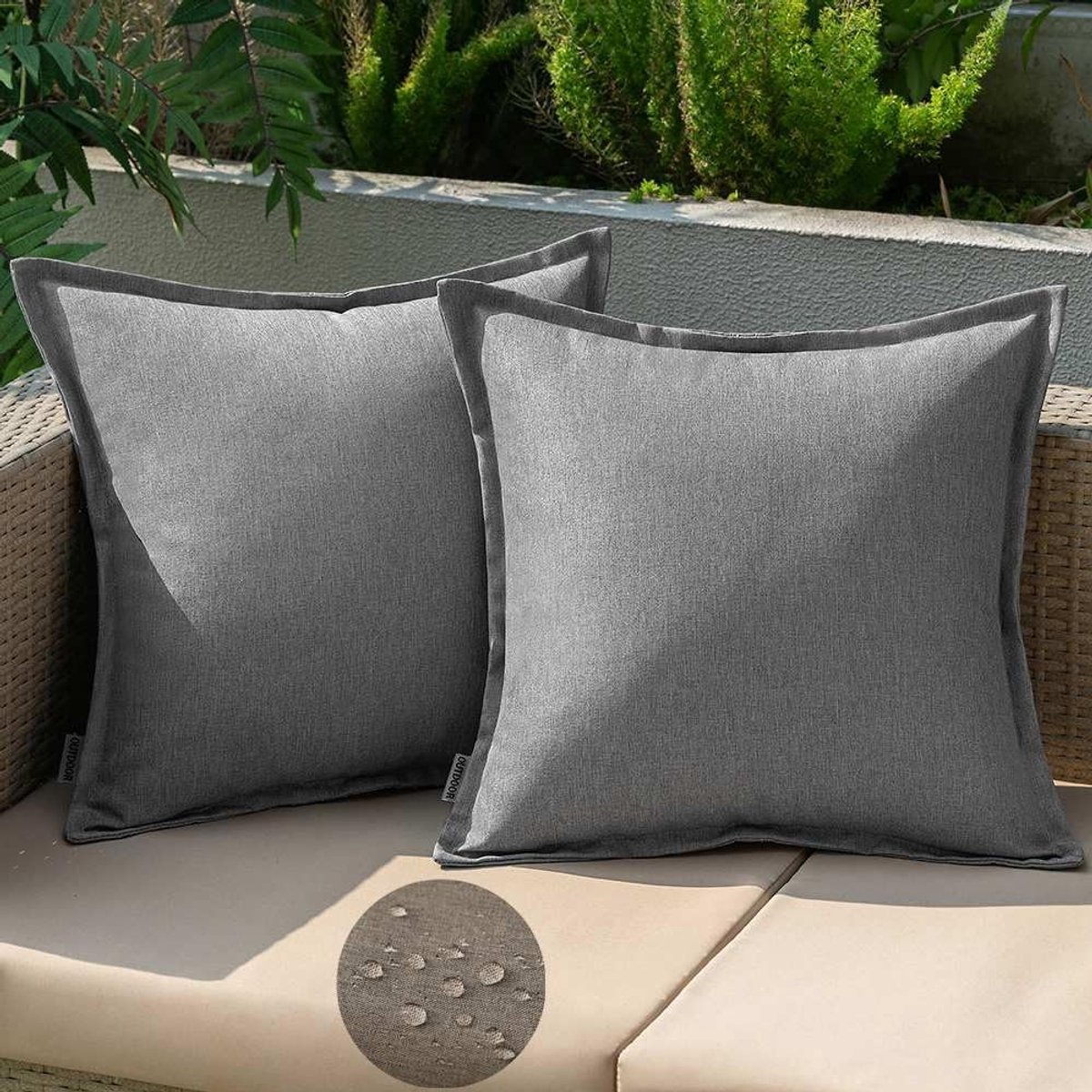 Omgoods - Set van 2 Waterdichte Buiten Kussenhoezen 50 x 50 cm