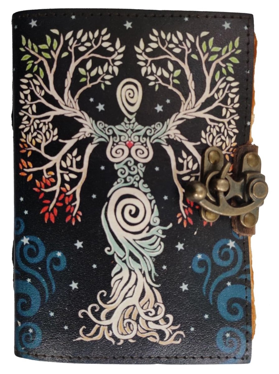 Omgoods - Handgemaakt Leer Notitieboek met Jungle Queen Print