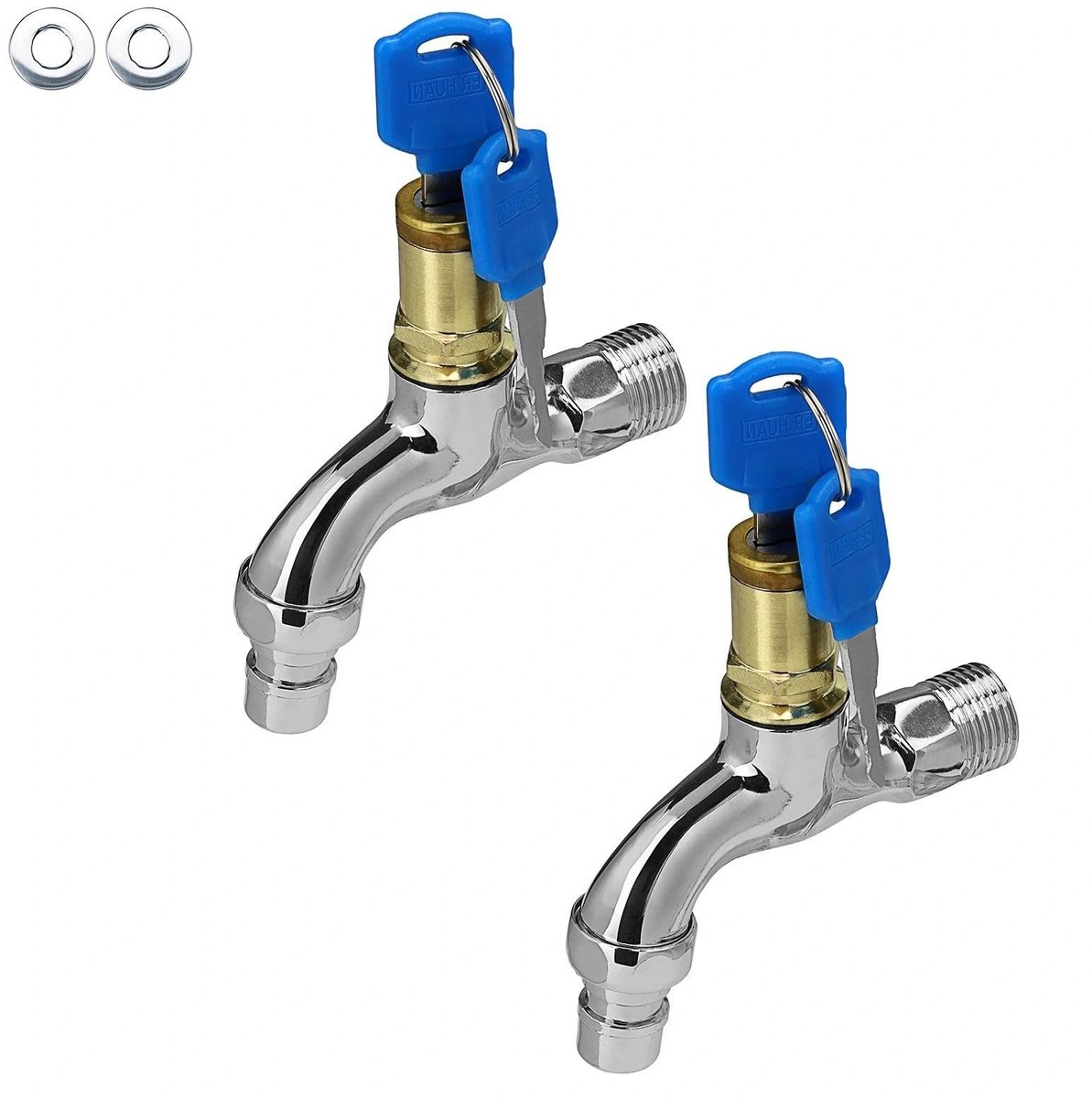 Omgoods - Waterbesparende Buitenkranen met Slot - 2 Stuks Zink Legering