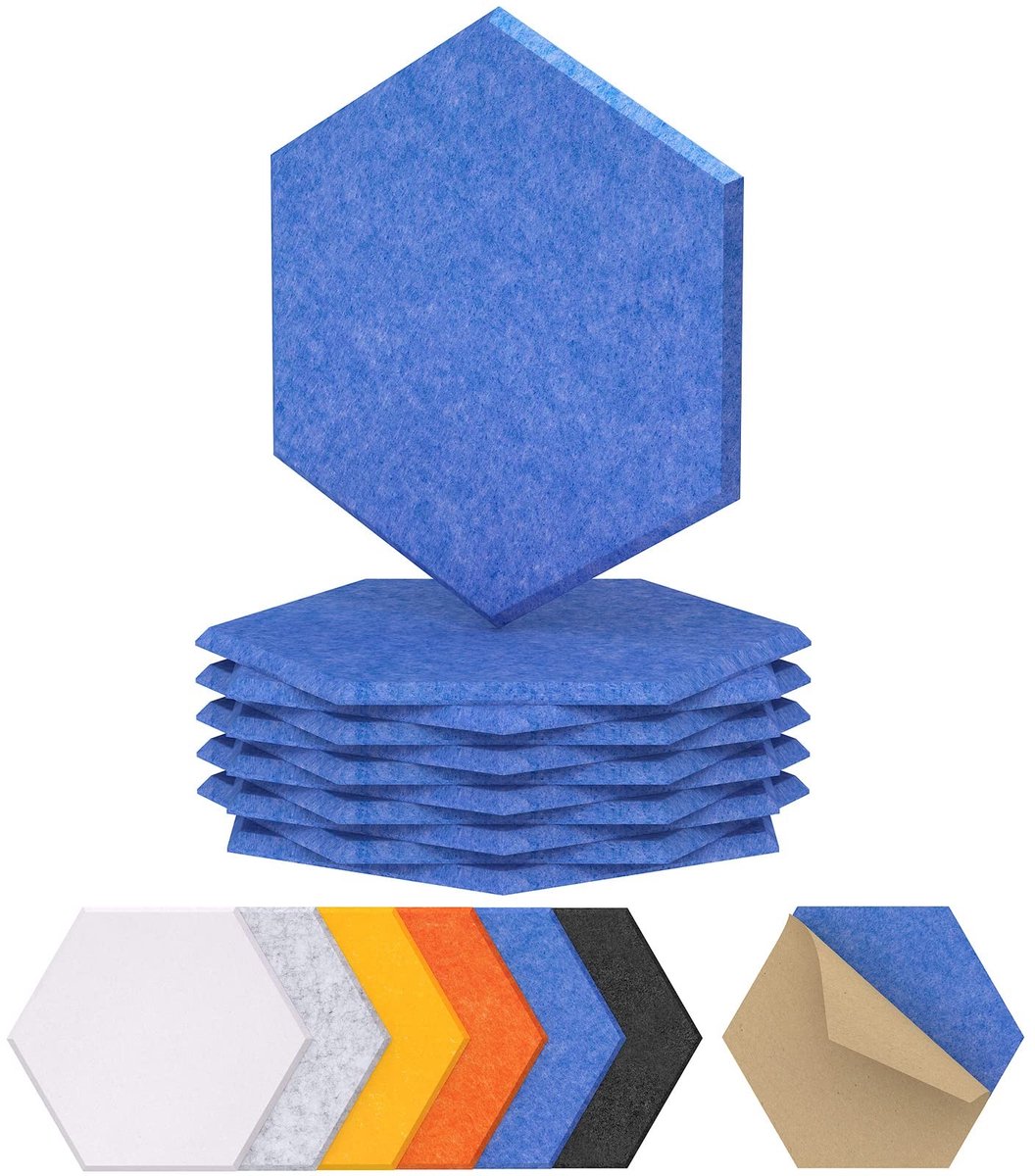 Omgoods - 12 Stuks Geluidsisolatiepanelen - Hexagon Zelfklevend voor Studio en Thuis
