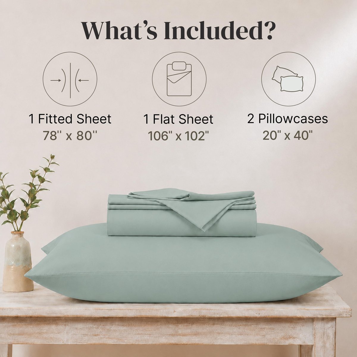Omgoods - Modern Threads Soft Solid Microfiber Bedding Set - 4-delig - Inclusief Fitted Sheet, Flat Sheet en Kussenslopen - Smoke