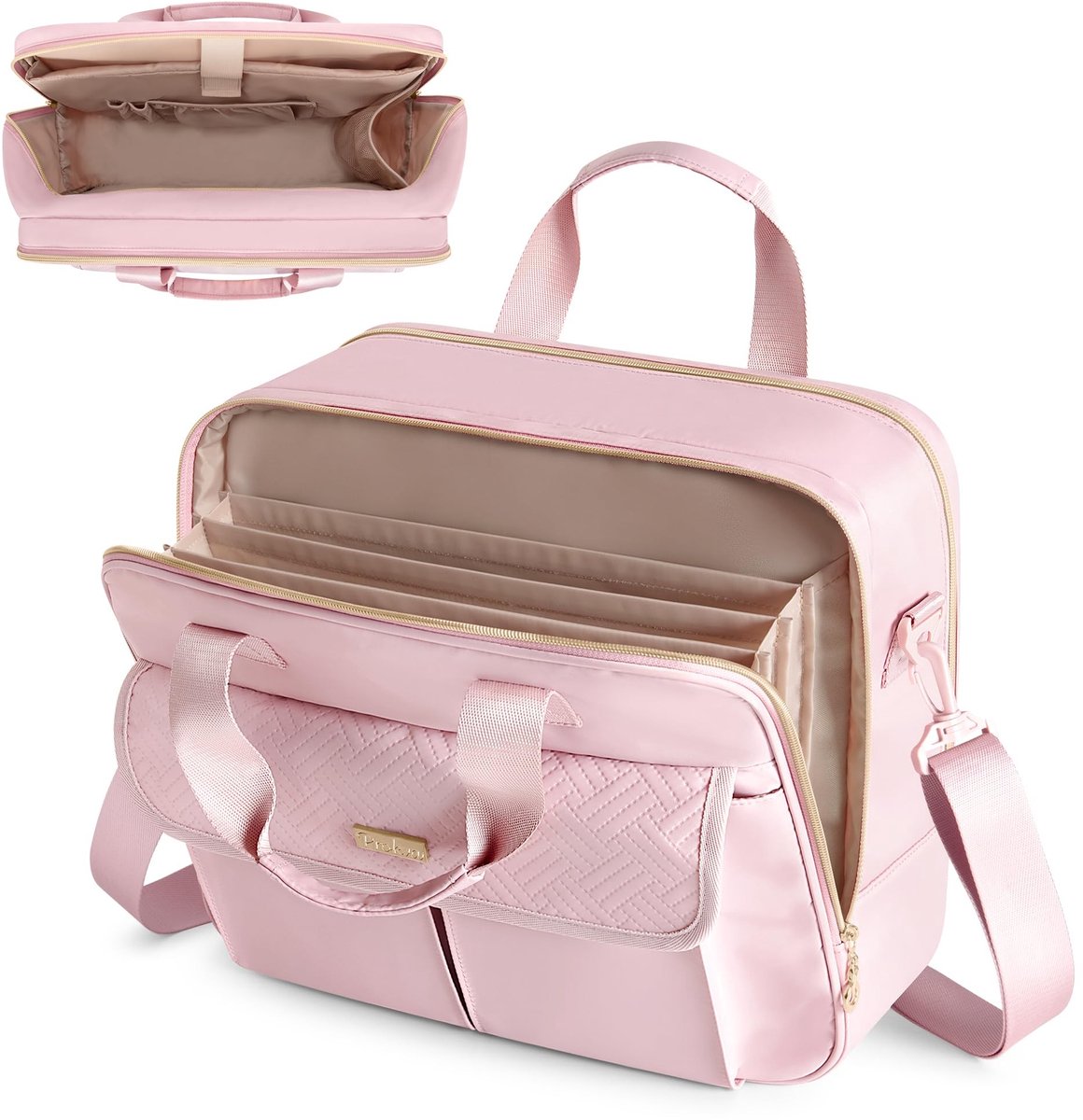 Omgoods - Laptoptas voor Vrouwen met Accordeonmap - Ideaal voor Leraren en Professionals - Roze