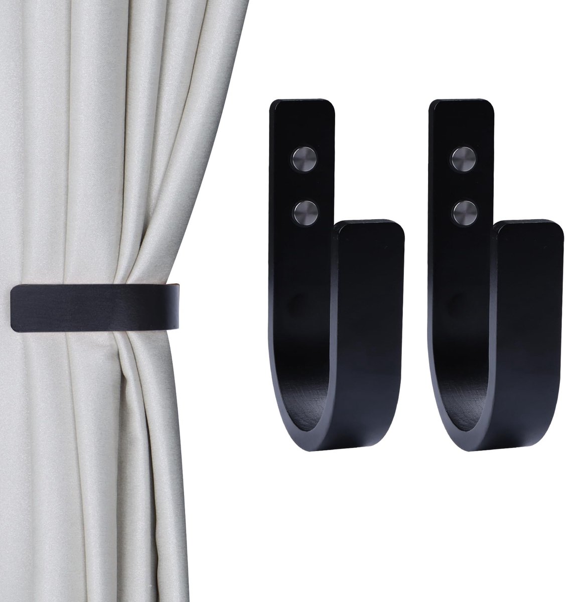 Omgoods - 2 Stuks Houten Gordijn Ties - U-vormige Gordijnhouders
