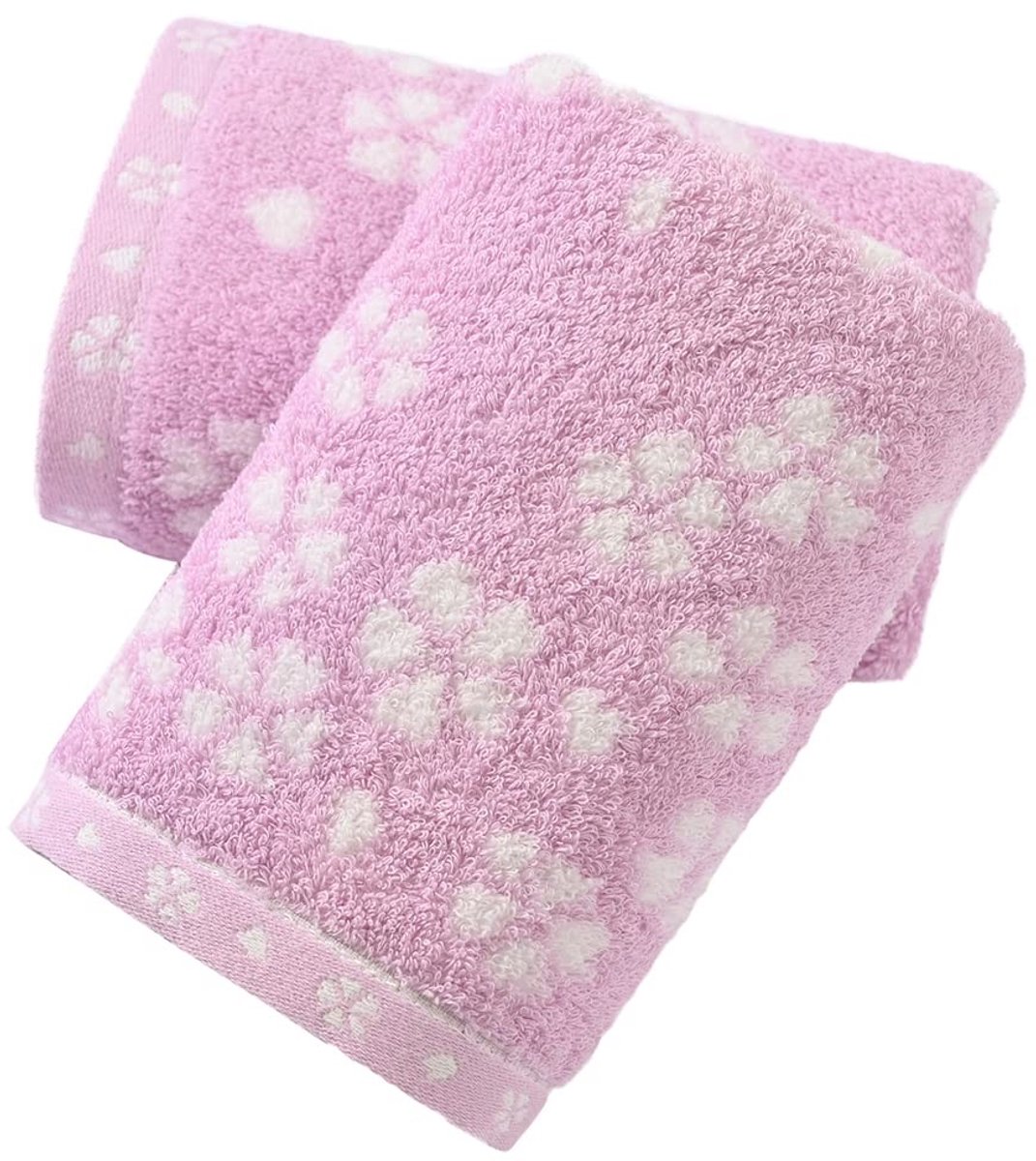Omgoods - Set van 2 Zachte Handdoeken met Sakura Patroon