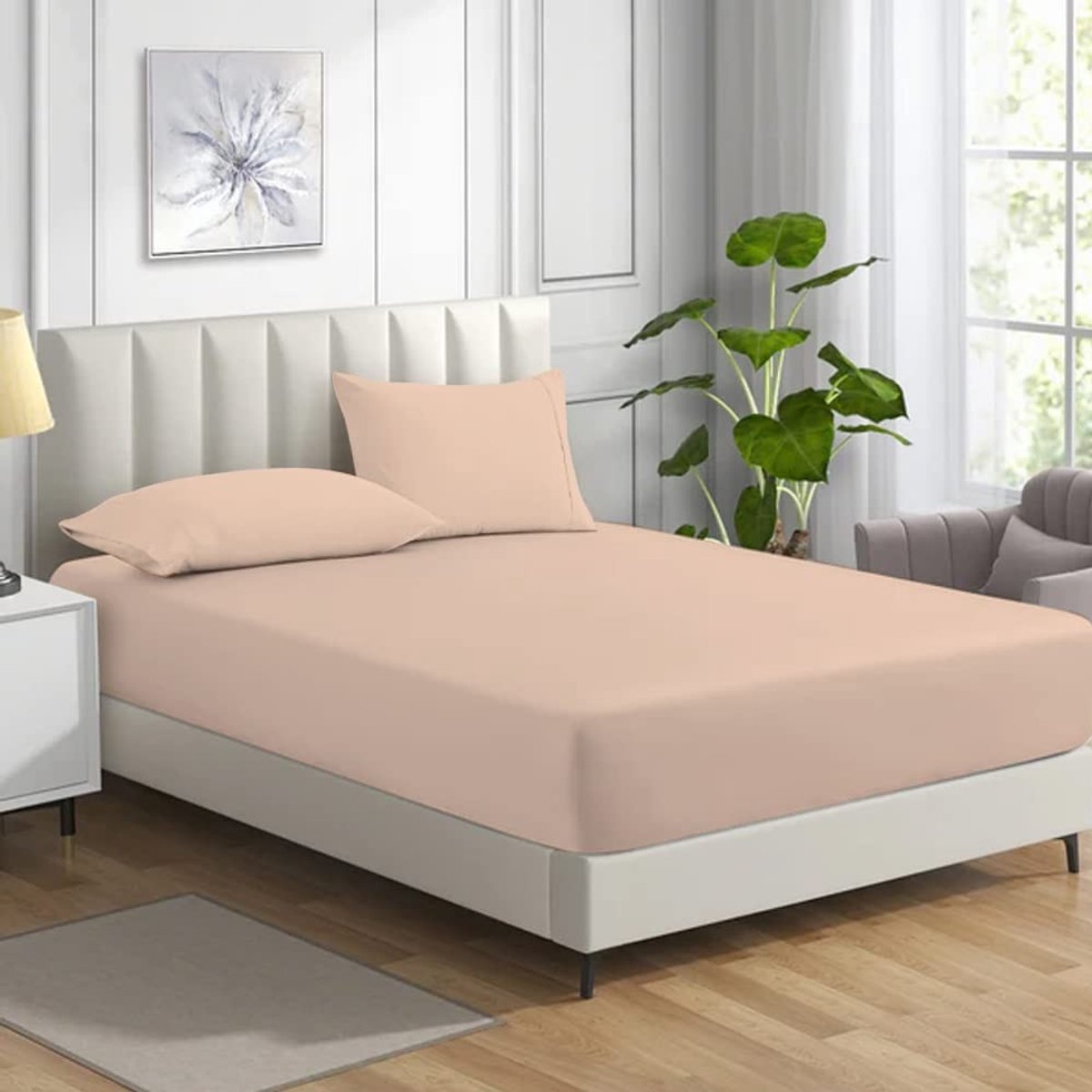 Omgoods - Fitted Sheet, Zacht en Premium Kwaliteit Beddengoed, 11 Inch Diepte, 100% Egyptisch Katoen met 200 Draadcount (Mocha, Dubbel)