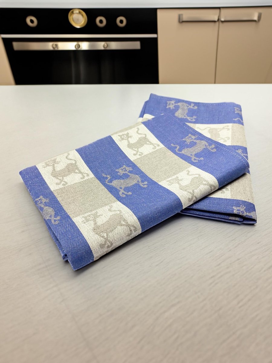 Omgoods - Set van 2 Luxe Keukenhanddoeken van Half Linnen 50 x 70 cm