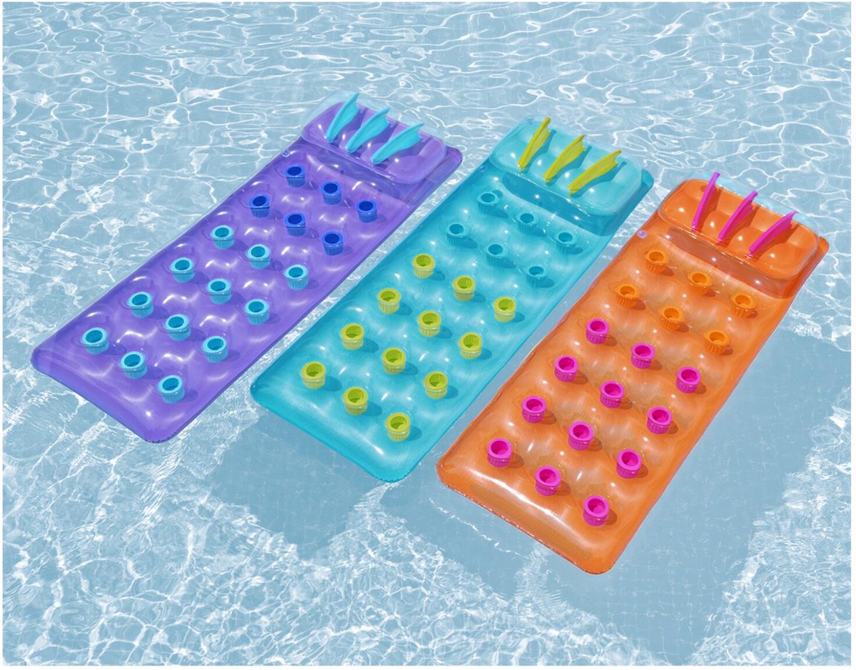 Bestway Luchtbed - paars - met hoofdkussen - 188 cm - zwembad luchtmatras - strand opblaas speelgoed - luchtbedden – foto 7